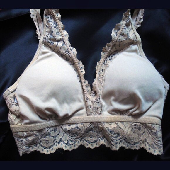 Lace Bralette Deep V Neck Wireless Bralette with Support - Buff - M - Picture 6 of 9